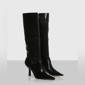 Schutz | Jupitar Snake-Embossed Leather Boot